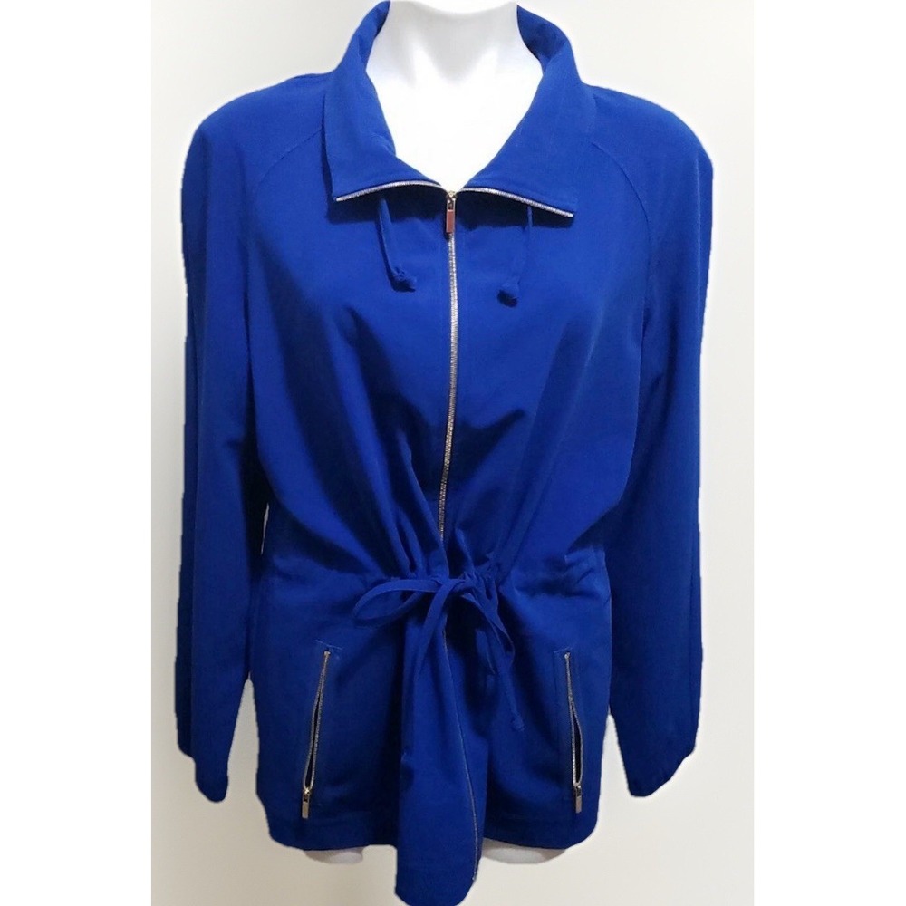 NWOT ST.JOHN royal blue spring jacket Size Small zip sporty